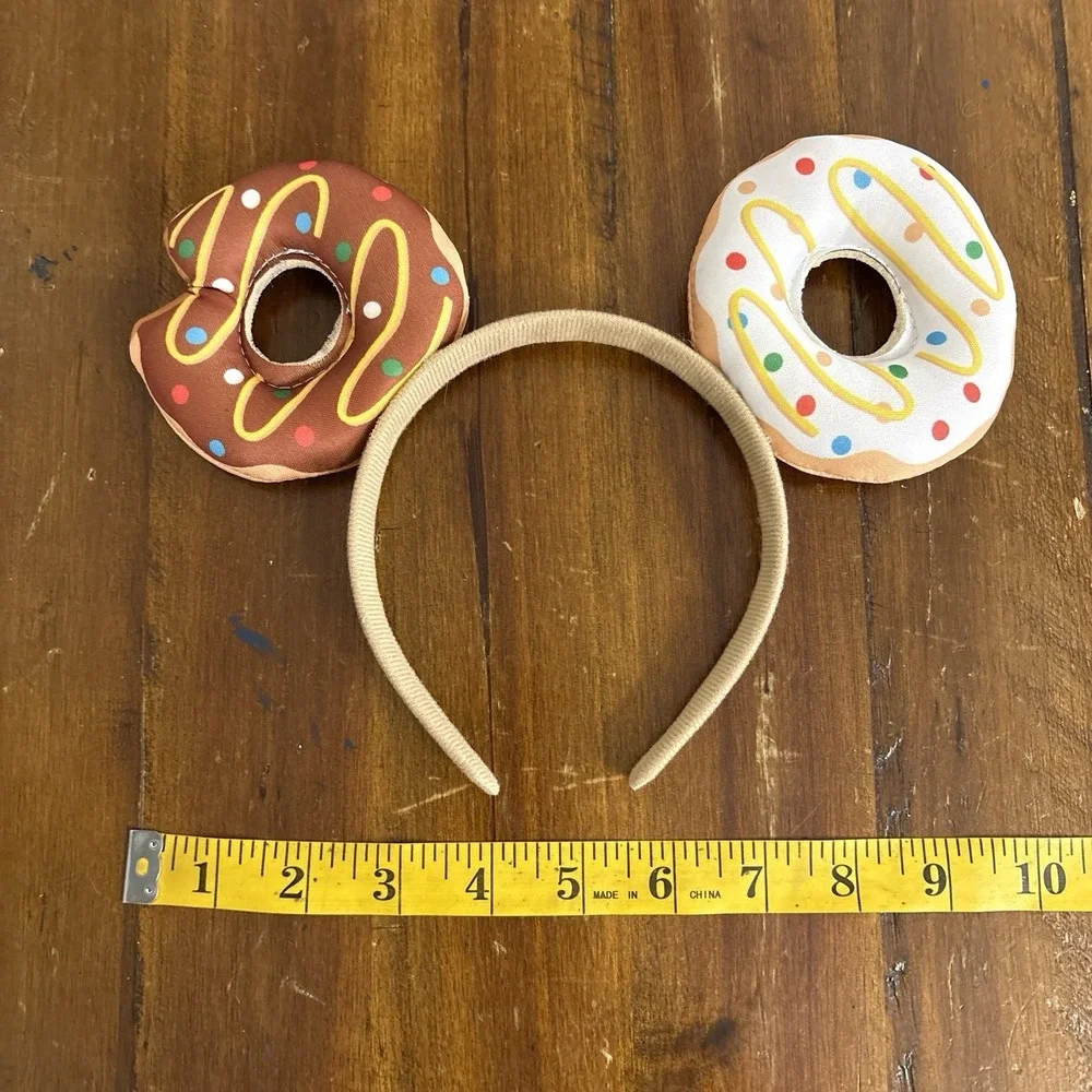 Plush Donut Mouse Ears Tan Headband Sprinkles White Brown Multicolor Youth